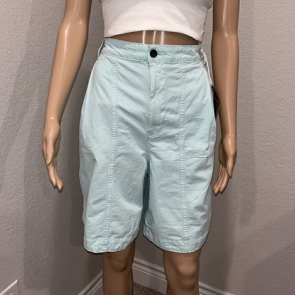 Nwt Everlane The Tourist organic cotton turquoise wide leg shorts w/ pockets.